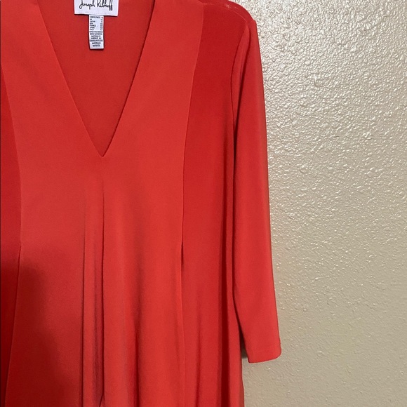 Joseph Ribkoff Vibrant Orange V-Neck Blouse - Picture 5 of 8